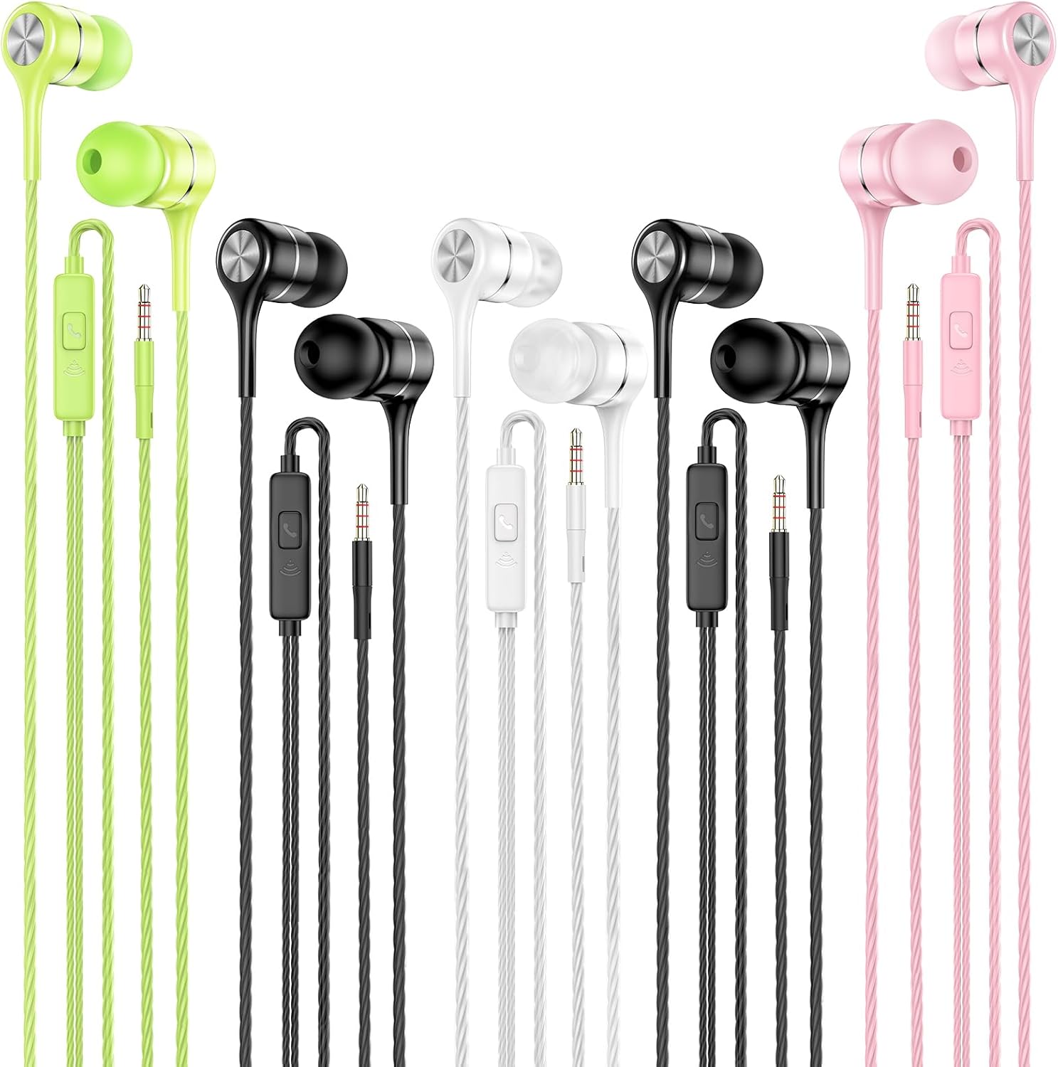 LWZCAM Wired Earbud 5 Pack with 3.5mm Stereo Headphones with Microphone