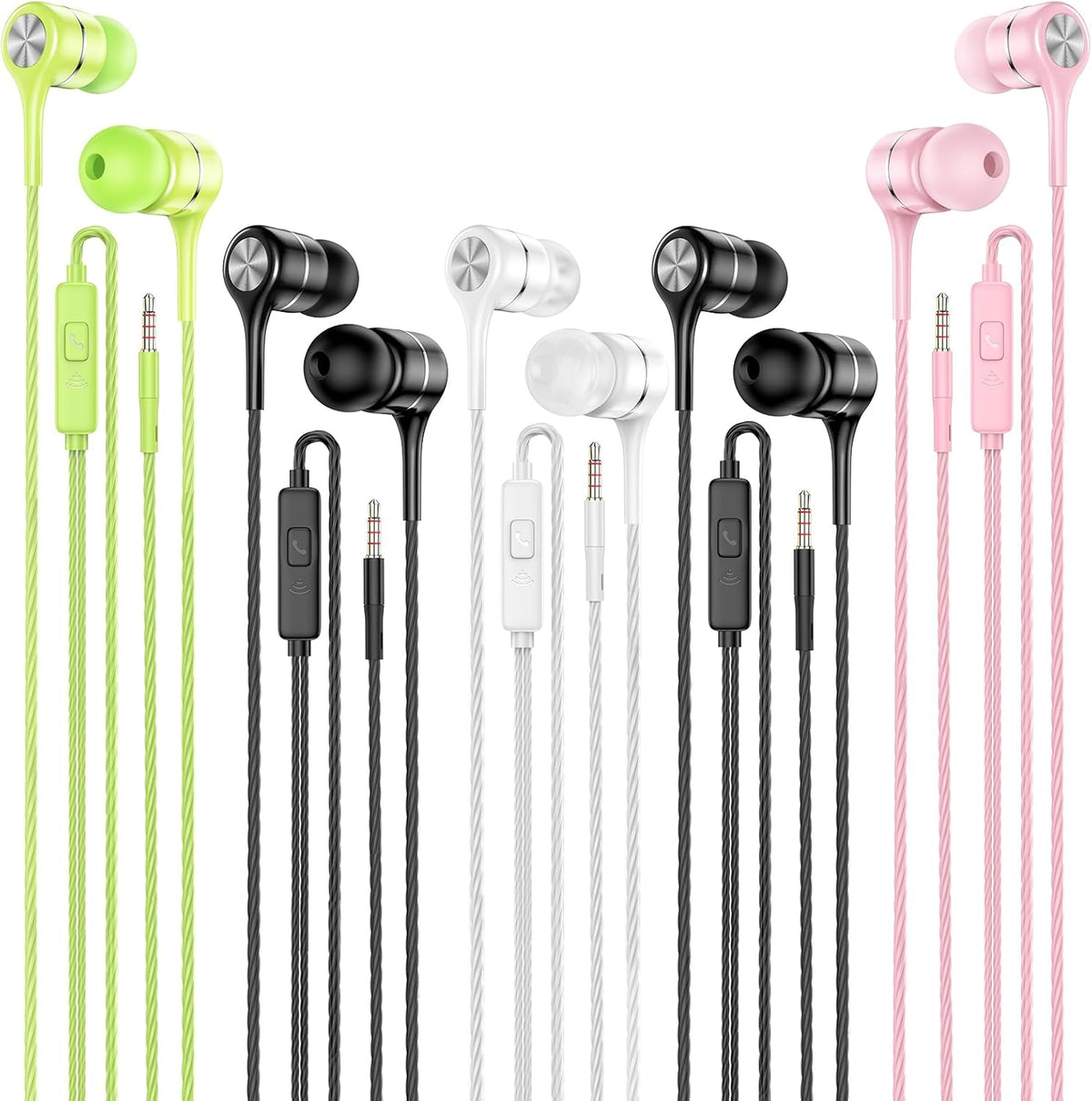LWZCAM Wired Earbud 5 Pack with 3.5mm Stereo Headphones with Microphone