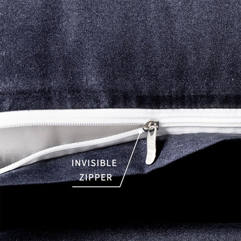 Standard Size Zipper Pillow Cases Set of 2,Navy Blue,20x26 Inches