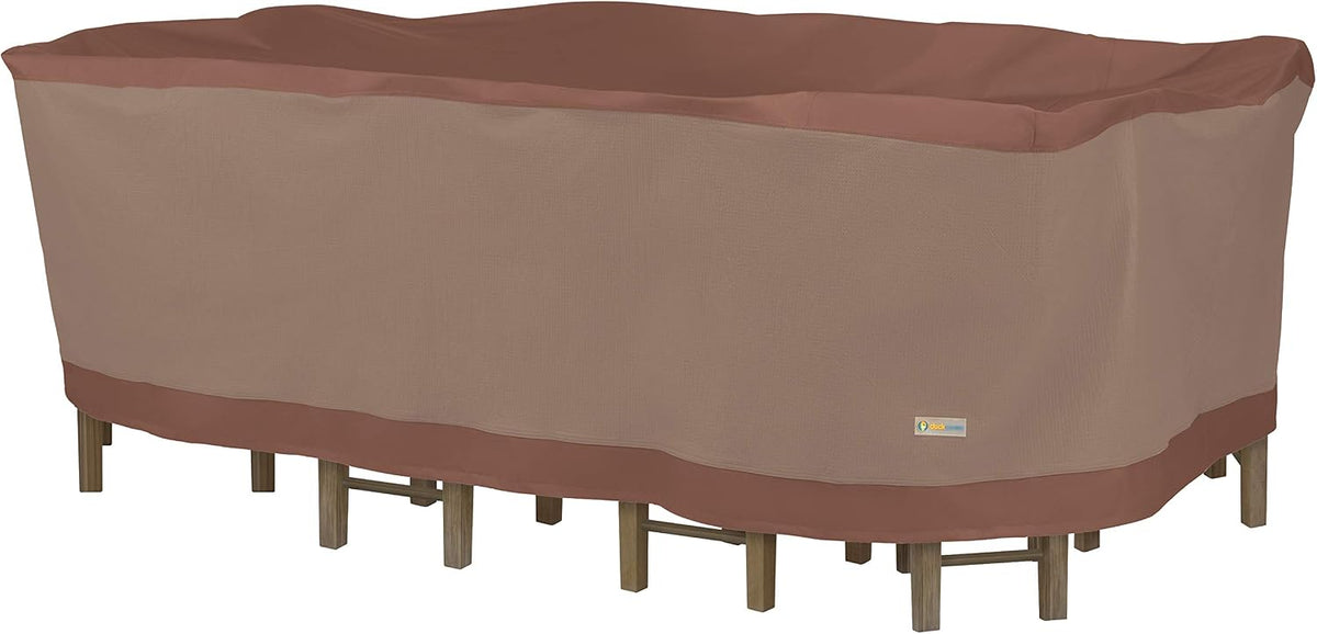 Duck Covers Ultimate Waterproof 127 Inch Rectangular/Oval Patio Table with Chairs Cover