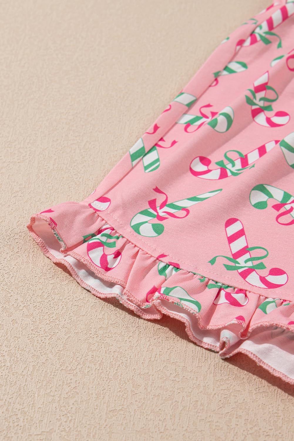 KevaMolly Women Novelty Knotted Candy Cane Christmas Pajama Set