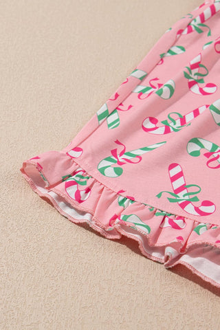 KevaMolly Women Novelty Knotted Candy Cane Christmas Pajama Set
