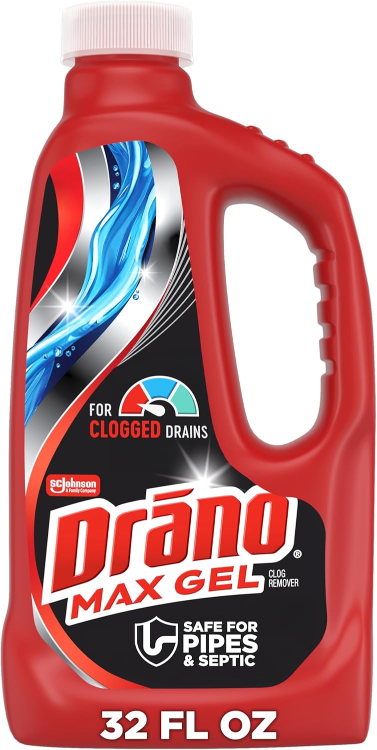 Drano Max Gel Drain Clog Remover & Cleaner, Safe for All Pipes/Septic, 32oz