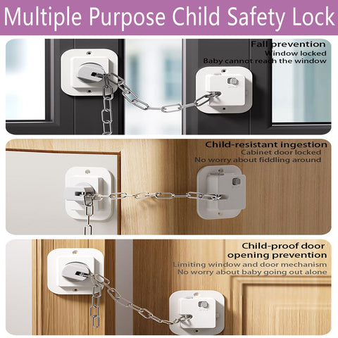 Child Proof Door Lock, Adjustable Latch, 4 Packs