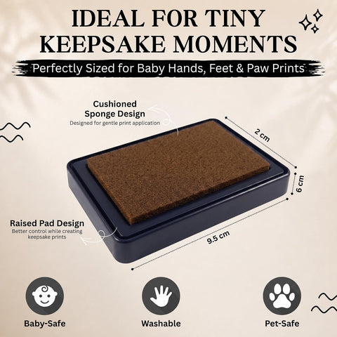 ReignDrop Baby Ink Pad for Hand and Footprints, Non-Toxic Acid-Free Keepsake Kit, Smudge-Proof Archival Ink Wipes Off Skin, for Scrapbook, Photo Album, Frames & Pet Paws, Baby Gift (Brown)