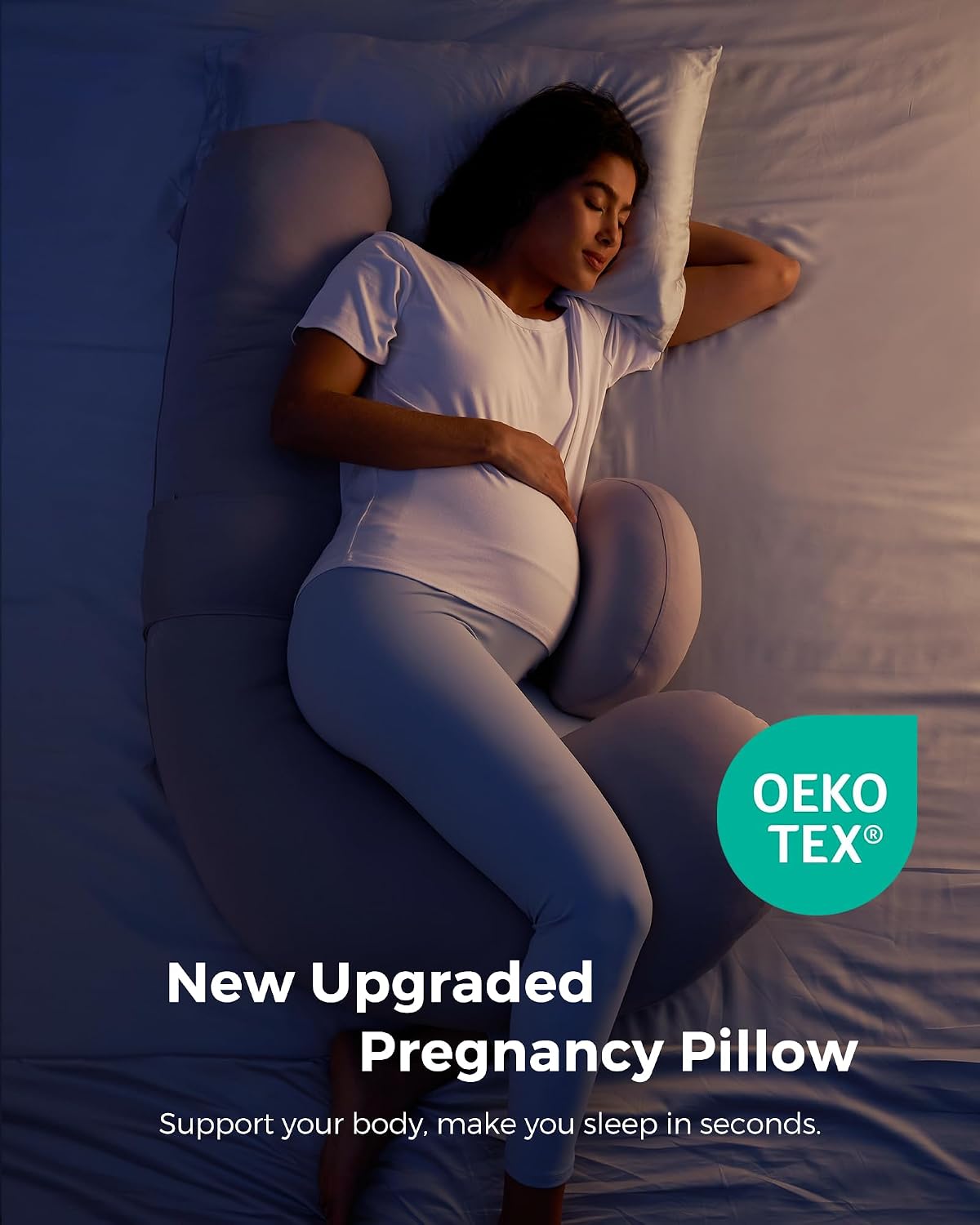 Momcozy Original F Shaped Cooling Pregnancy Pillow, Adjustable Wedge Pillow