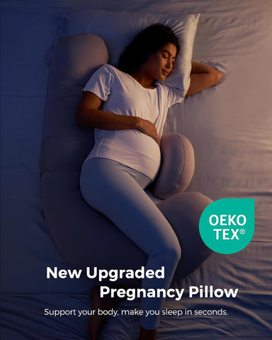 Momcozy Original F Shaped Cooling Pregnancy Pillow, Adjustable Wedge Pillow