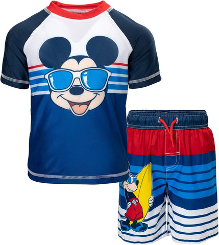 Disney Boys' 2-Piece Rash Guard and Swim Trunks Set for Baby & Kids