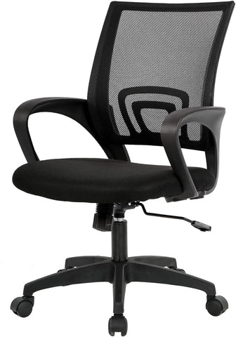 BestOffice Ergonomic Office Chair | Mid-Back Swivel Desk Chair | Dark Black