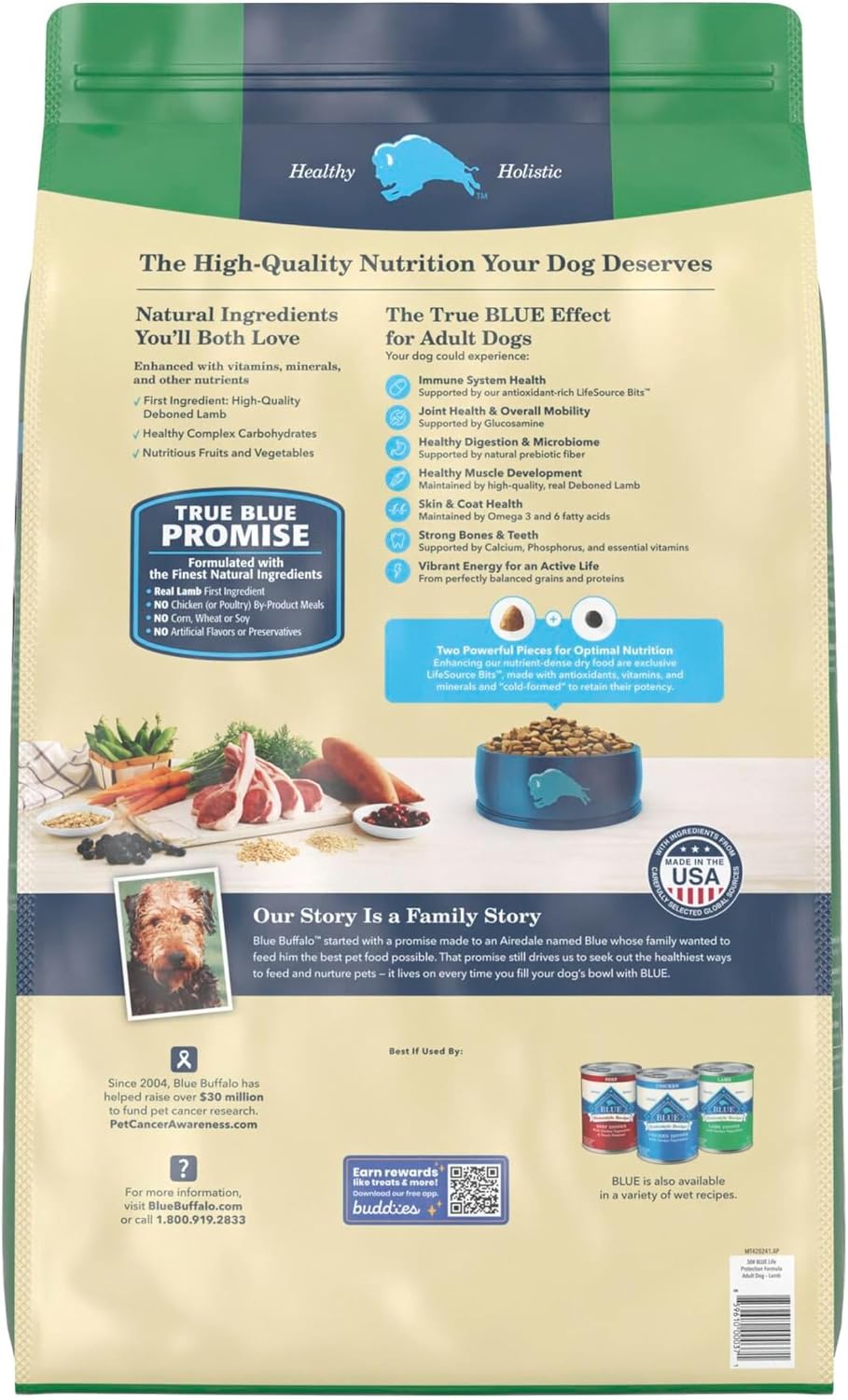 Blue Buffalo Life Protection Formula Lamb Adult Dry Dog Food, 30 lb