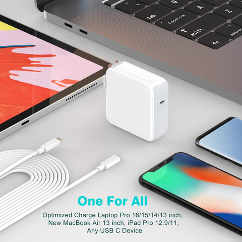 96W USB C Charger for MacBook Pro 16, 15, 14, 13 inch 2024, 2023, 2022, 2021, M4 M3 M2 M1 MacBook Air, USBC Laptop Power Adapter, iPad, LED, 6.6ft 5A Cable Charging as Fast as Original Quality