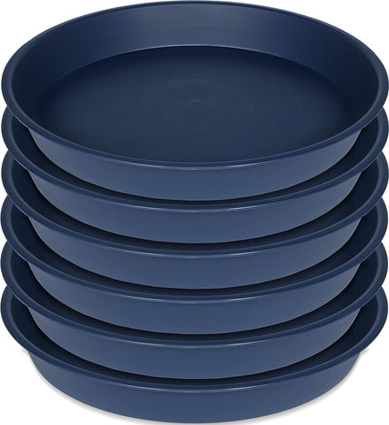 6 Pack 6 inch Plant Saucer Tray, 4 6 8 10 12 15 17 19 inch Plant Saucers, Heavy Duty Plastic Plant Saucers for Indoors, Bird Bath Bowls, Flower Plant Water Trays for pots Planter (6", Black)