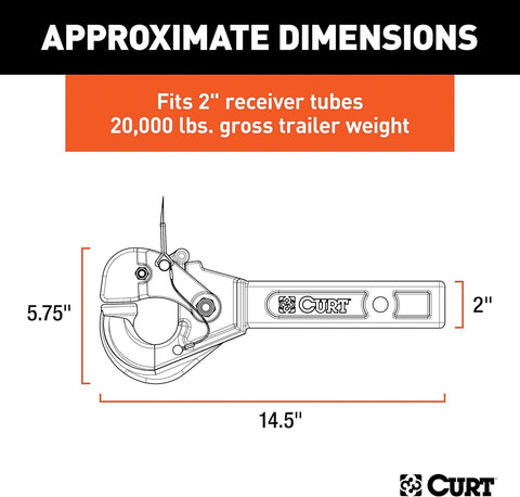 CURT 48004 Receiver-Mount Pintle Hook for 2-1/2" Lunette Rings