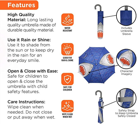 addie & tate Kids Umbrella for Girls and Boys & Rain Coats Set -Toddler Umbrellas Kids Raincoat Boys Girls Jacket