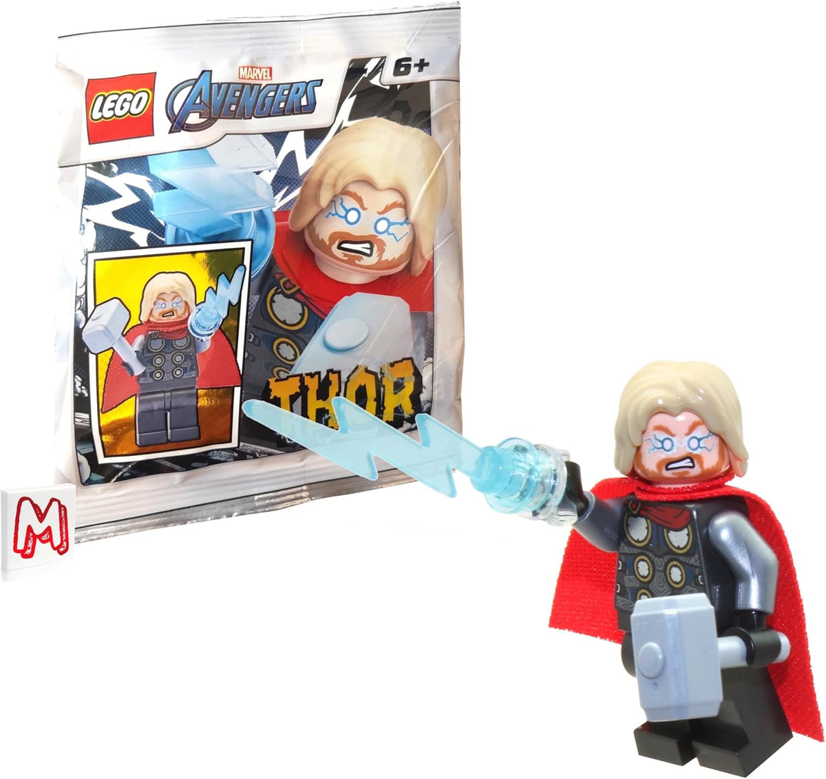 LEGO Super Heroes Avengers Minifigure - Thor with Mjolnir Hammer and Lighting Bolt (2020 Version)