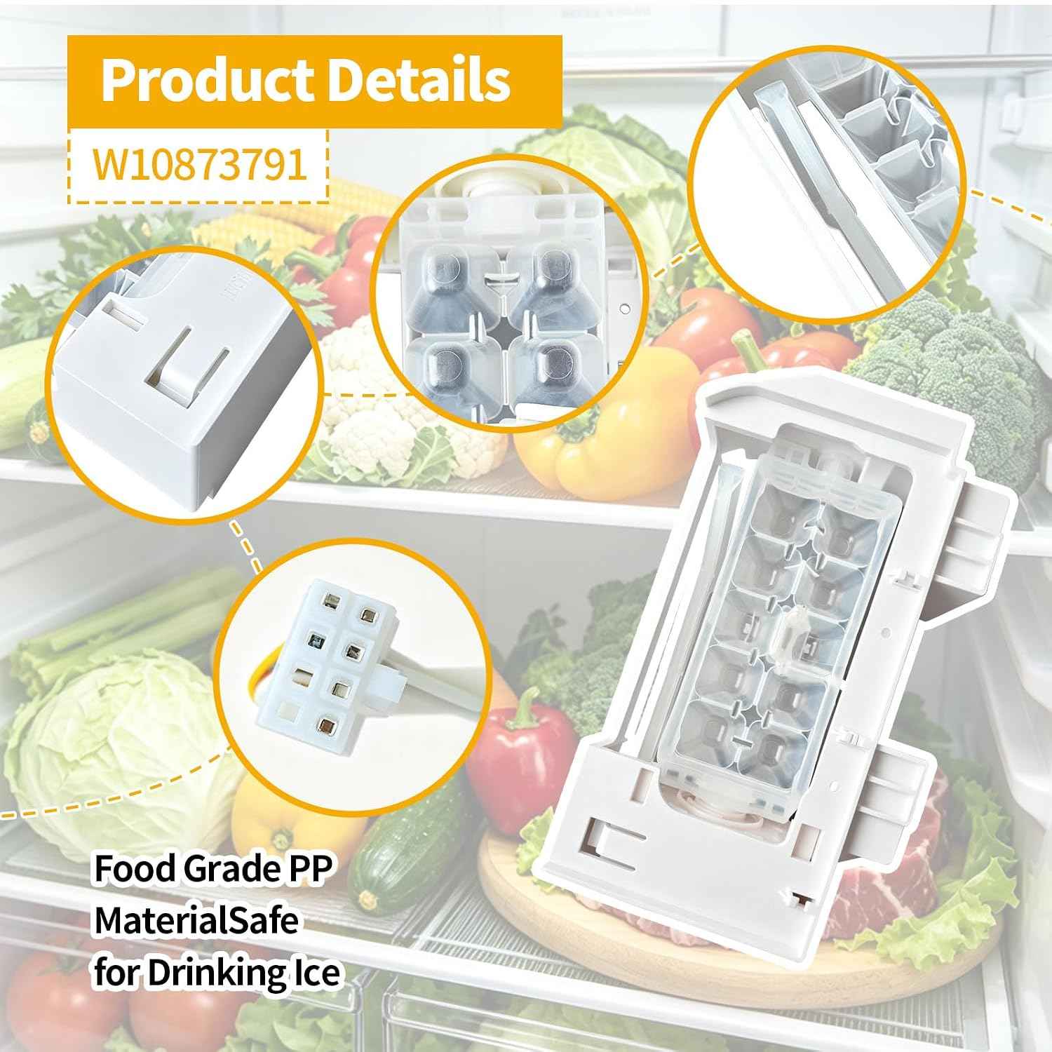 W10873791 Ice Maker Compatible with Whirlpool, Kenmore & KitchenAid NOT Universal Ice Maker Replaces W10760070, W10798411, W10847507, W10873791VP, W11130444