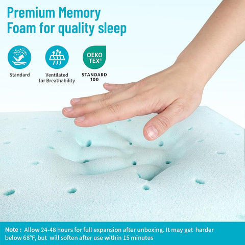 CushyOasis Memory Foam Bed Pillows for Sleeping, Set of 2, Camping Size
