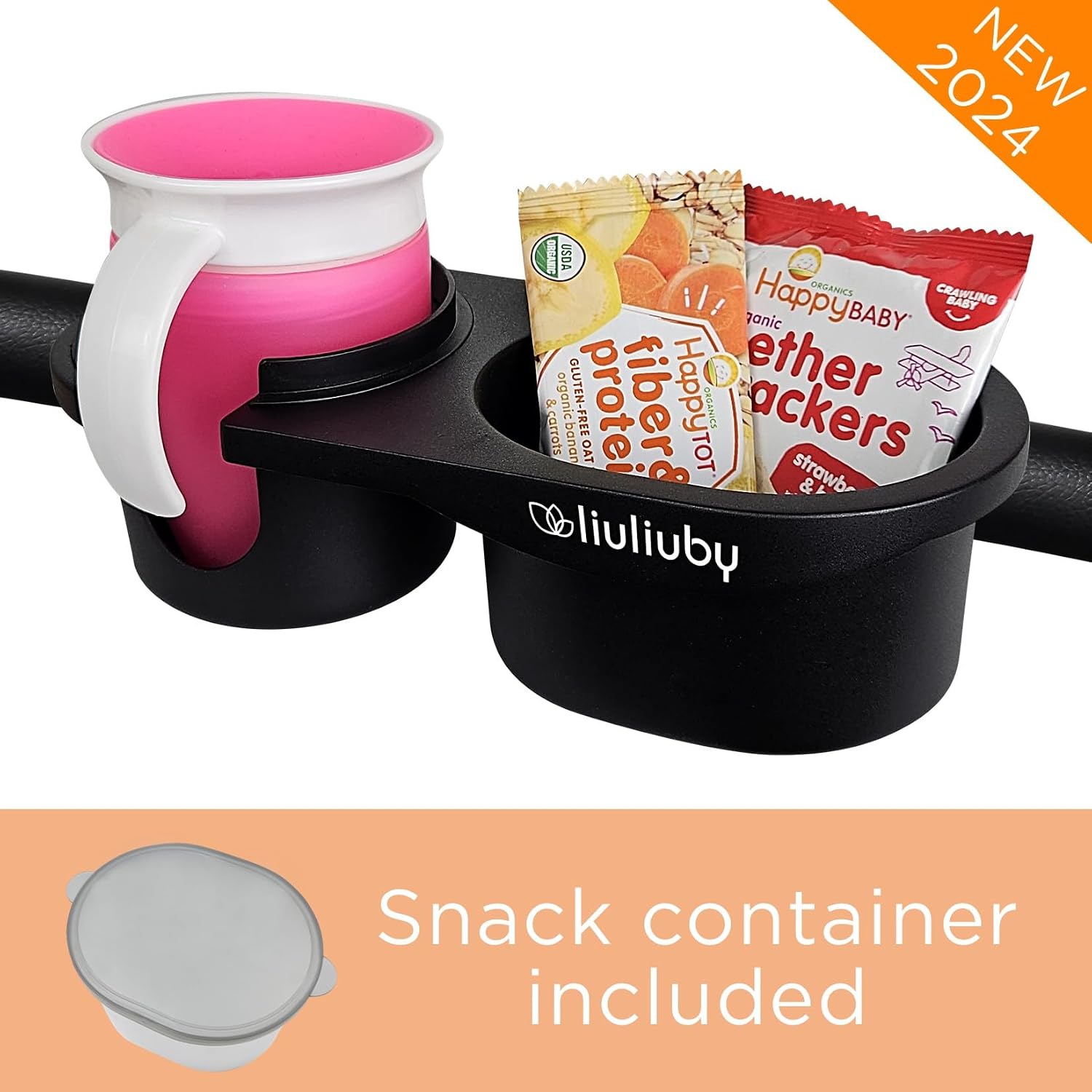liuliuby Universal Stroller Snack Tray Attachment | Stroller Cup Holder Attachment Universal Snack Tray for Stroller Tray Attachment | Clip On Baby Stroller Accessories for Joggers, Umbrella & Wagons