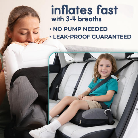 UberBoost Inflatable Booster Seat for Car, Travel Booster Seat, Black/Gray
