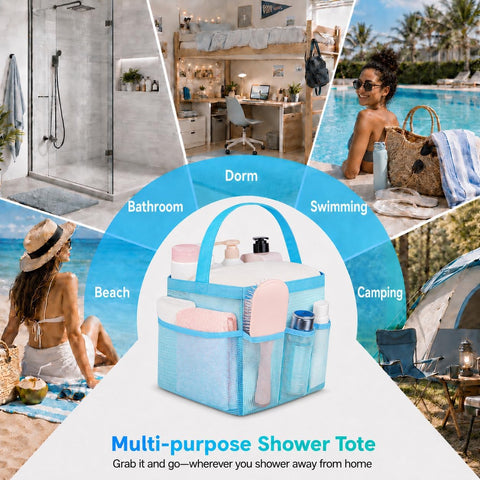 Mesh Shower Caddy Portable - 9 Pockets for College Dorm Room Essential