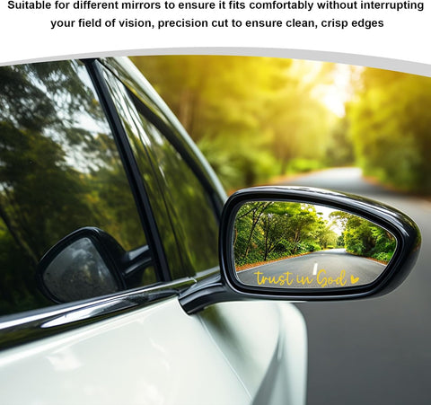 DXNQ 2PCS Trust in God Rearview Mirror Decals, Automotive Vinyl Rear View Mirror Decorative Stickers, Waterproof Trust in God Stickers for Car Truck Laptop, Car Accessories (Yellow)