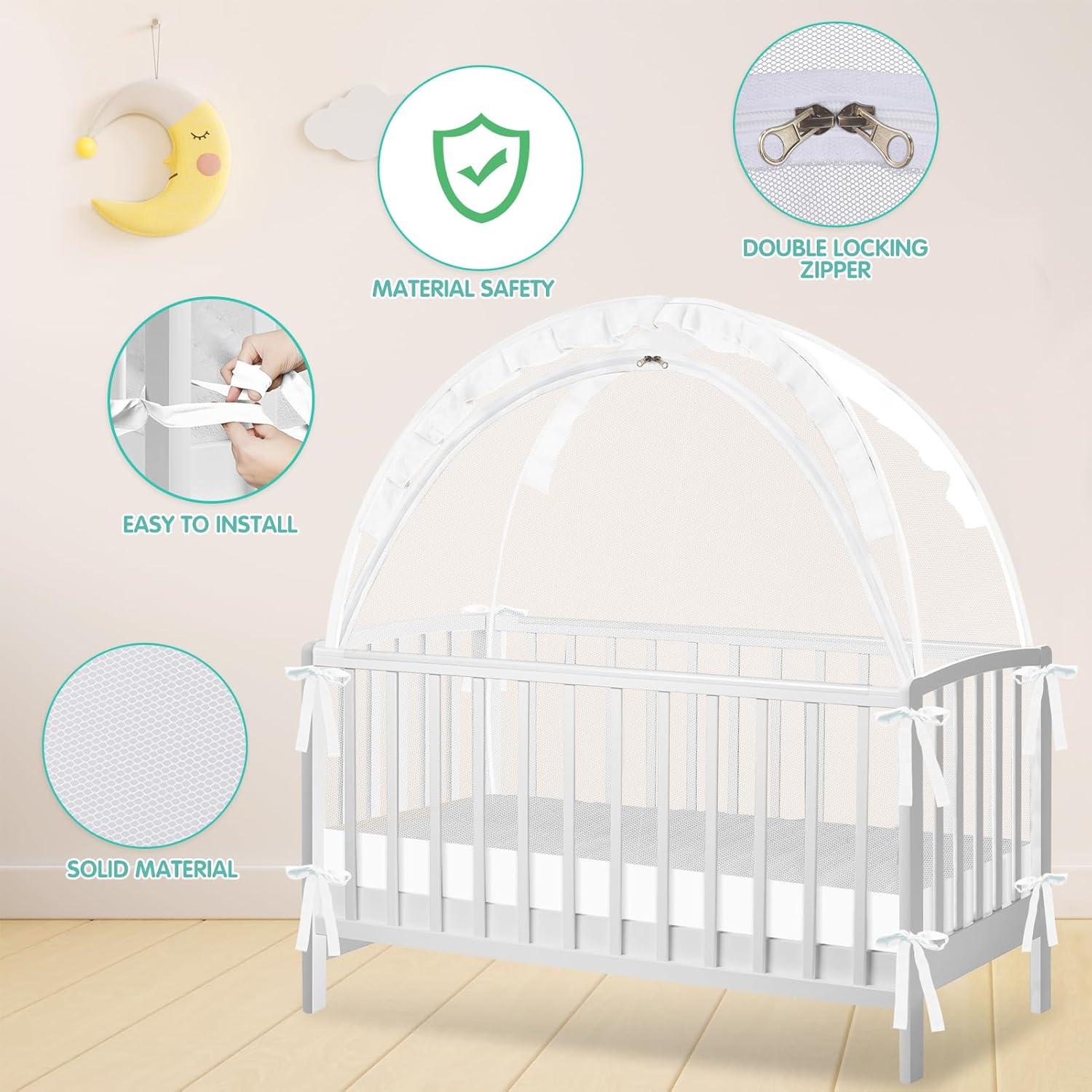 Crib Tent - Crib Net to Keep Baby in, Stop Baby from Climbing Out of Crib