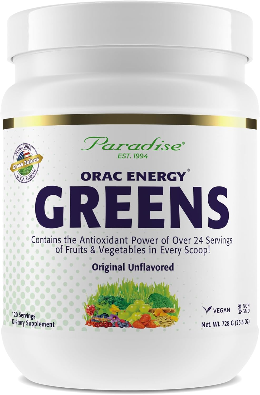 Paradise Herbs & Essentials ORAC Energy Greens Powder, 120 Servings