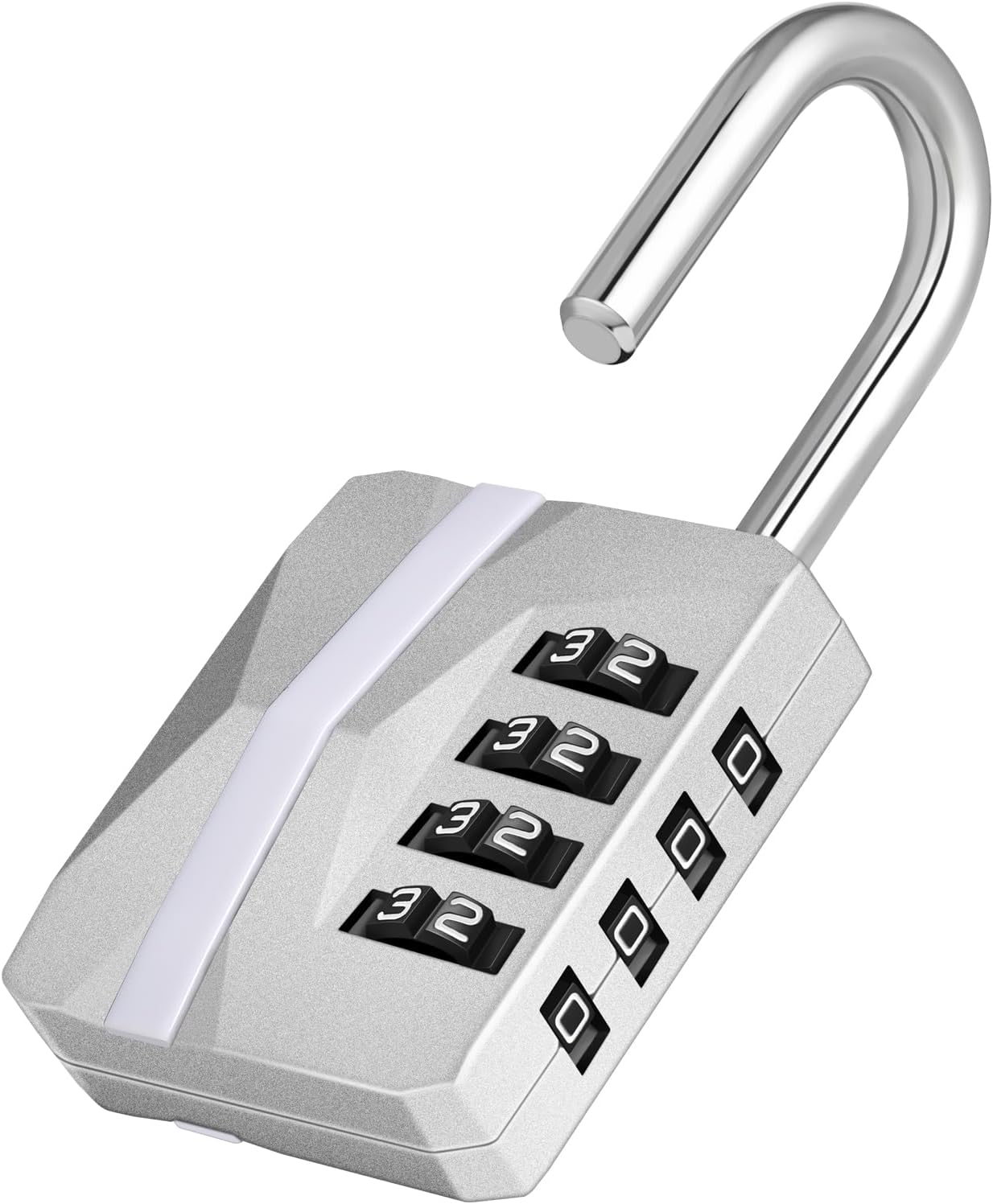 ZHEGE Locker Lock, 4 Digit Combination Lock Gym Lock & White Code (Silver)
