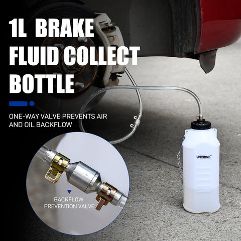 1L Brake Bleeder Bottle One Way Check Valve, Brake Fluid Bottle