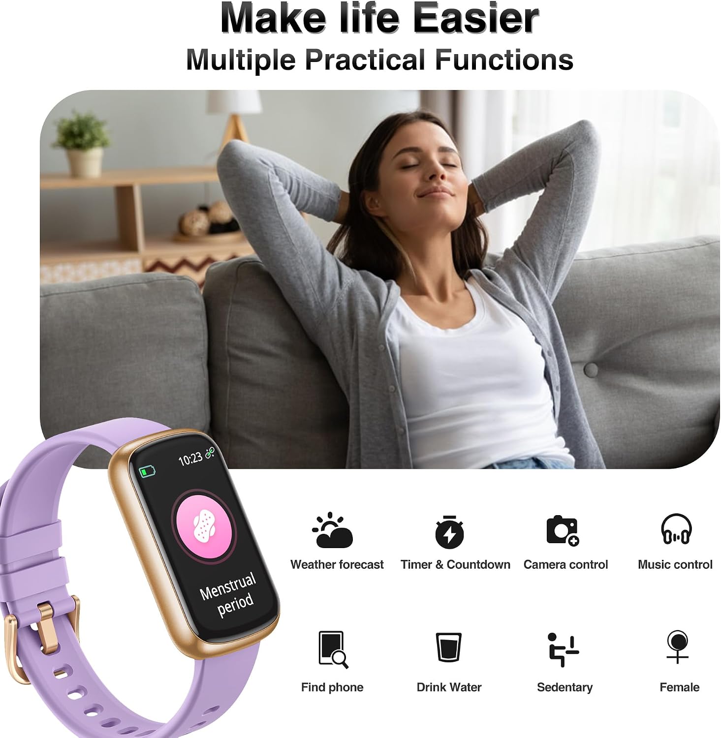 Fitness Tracker, Smart Watches for Women Men with 24/7 Heart Rate/Blood Pressure/Blood Oxygen Monitor, Sleep Tracker, Calories&Step Counter, IP68 Waterproof Health Activity Trackers for Android&iPhone