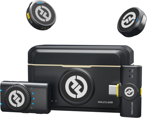 Hollyland Lark M2 Wireless Microphone for iPhone/Camera/Android/PC, 48kHz/24-bit High Fidelity Audio, 300m Range, Noise Cancelling, 40h Use, YouTube, Vlog, Streaming (Black, with Camera RX + USB-C RX)