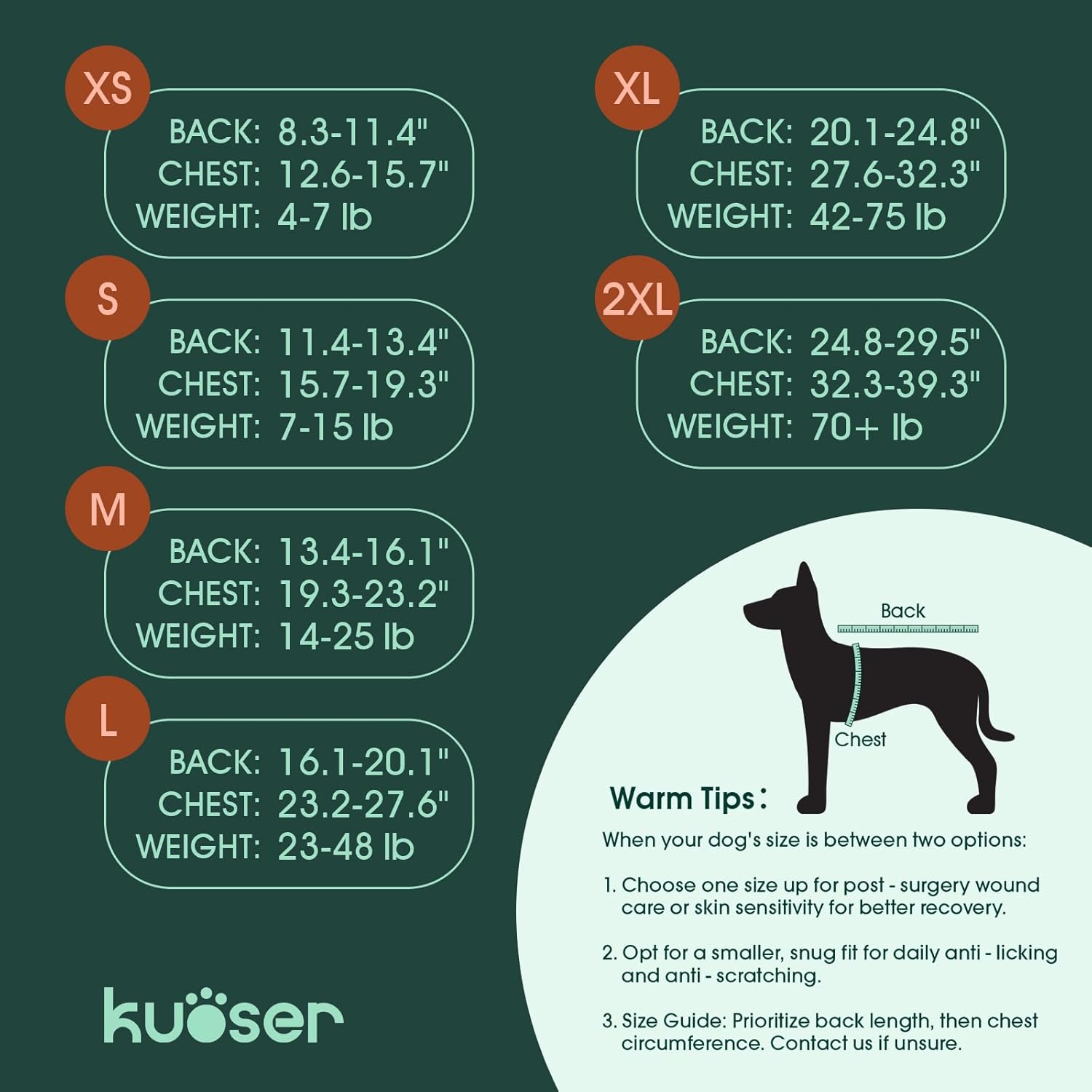 Kuoser Recovery Suit for Dogs Cats, Soft Dog Surgery Suit Female Male Spay