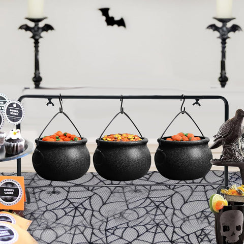 Halloween Decorations Indoor, 3 Pack Witches Cauldron Serving Bowls on Rack