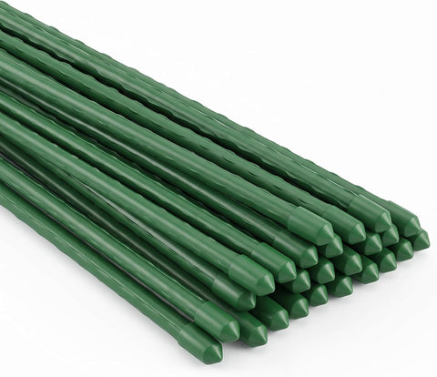 Xiny Tool Garden Stakes, 25 Pack Steel Plant Garden Tomato Stakes with Plastic Coat for Climbing Plants (25 Pack 58 Inch)