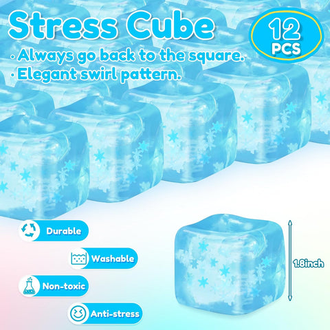 12 Pcs Stress Cube Sensory Ice Cube Ball, Blue