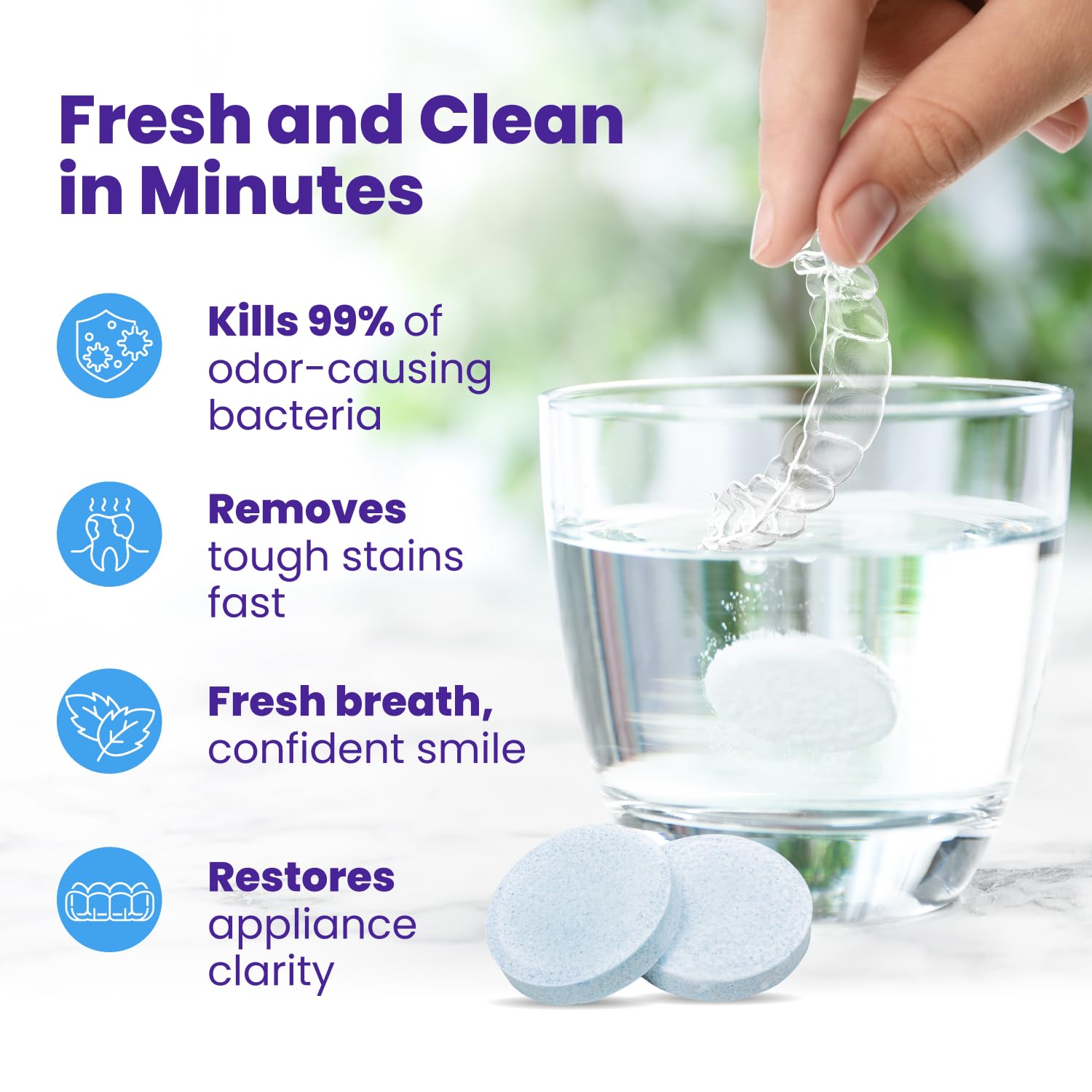 Retainer Brite - Retainer Cleaner Tablets for Invisalign, Mouth Guard Cleaner, Night Guard Cleaning and More. Cleaning Tablets for Ultrasonic Cleaners. 120 Tablets - 4 Month Supply. Made in USA