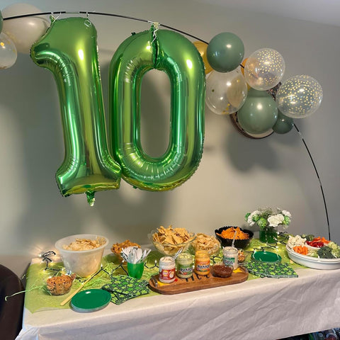 40 Inch Green 0 Balloon, Large Self Inflating Number Balloons 0-9