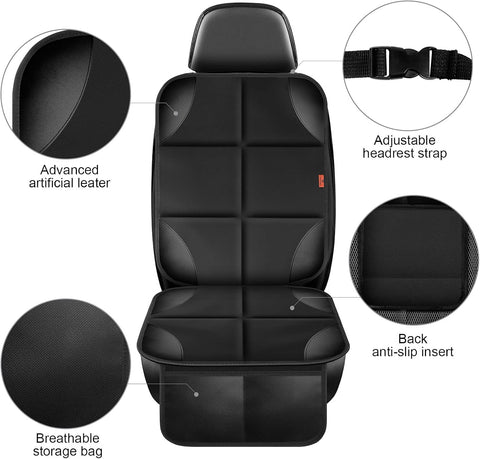XHYANG Car Seat Protector 1 Pack Car Seat Cushion Mat Thickest Padding,Waterproof 600D Fabric Car Seat Covers for Non-Slip Backing Mesh Pockets for Baby and Pet (Beige, 1 Pc)