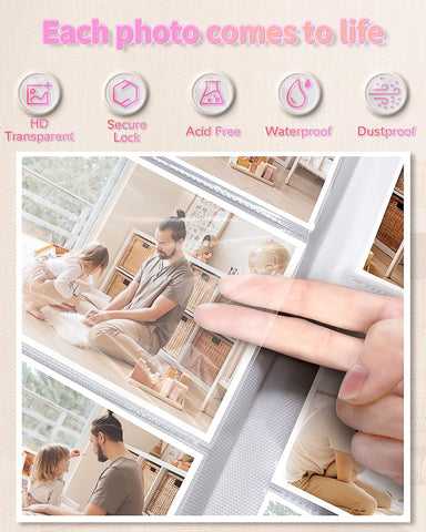 Artfeel Photo Album 4x6 with 100 Pockets,Slip-in Picture Albums,Linen Cover Memory Book with Front Window,White Page Vertical Photo Book for Wedding,Family,Anniversare,Baby,Vacation