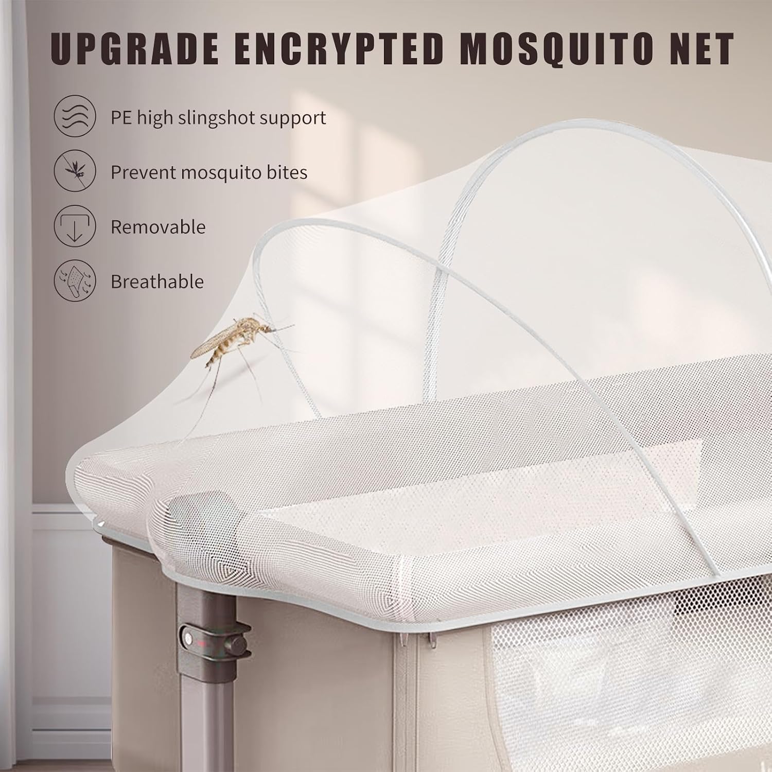 DUOMI Bassinet Cover for Cats with Two-Way Zipper,Portable Bassinet Mosquito Net Cover,Mosquito Net to Keep Pets Out(White)