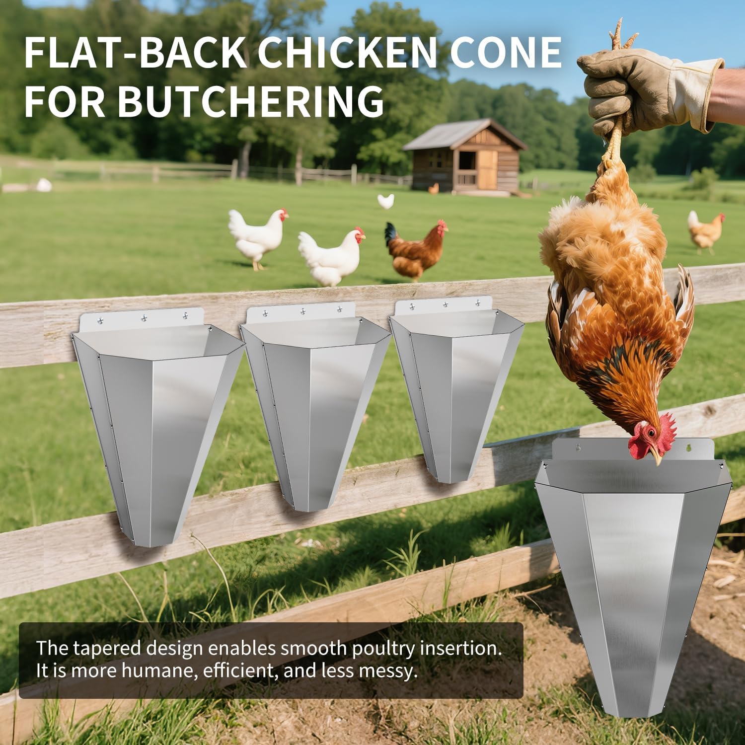 Large Chicken Cone for Butchering, Stainless Steel Kill Cones