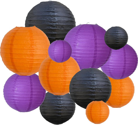BEISHIDA Black Orange Purple Paper Lantern 6/8/10/12Inch Round Chinese Lamp