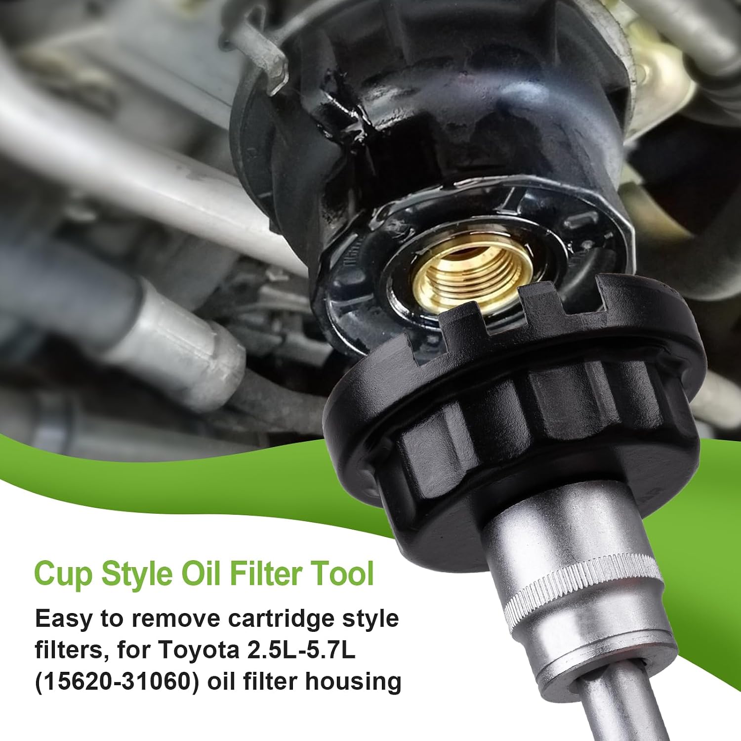 Spurtar Oil Filter Wrench for Toyota Oil Filter Removal Tool 64mm 4 Slots