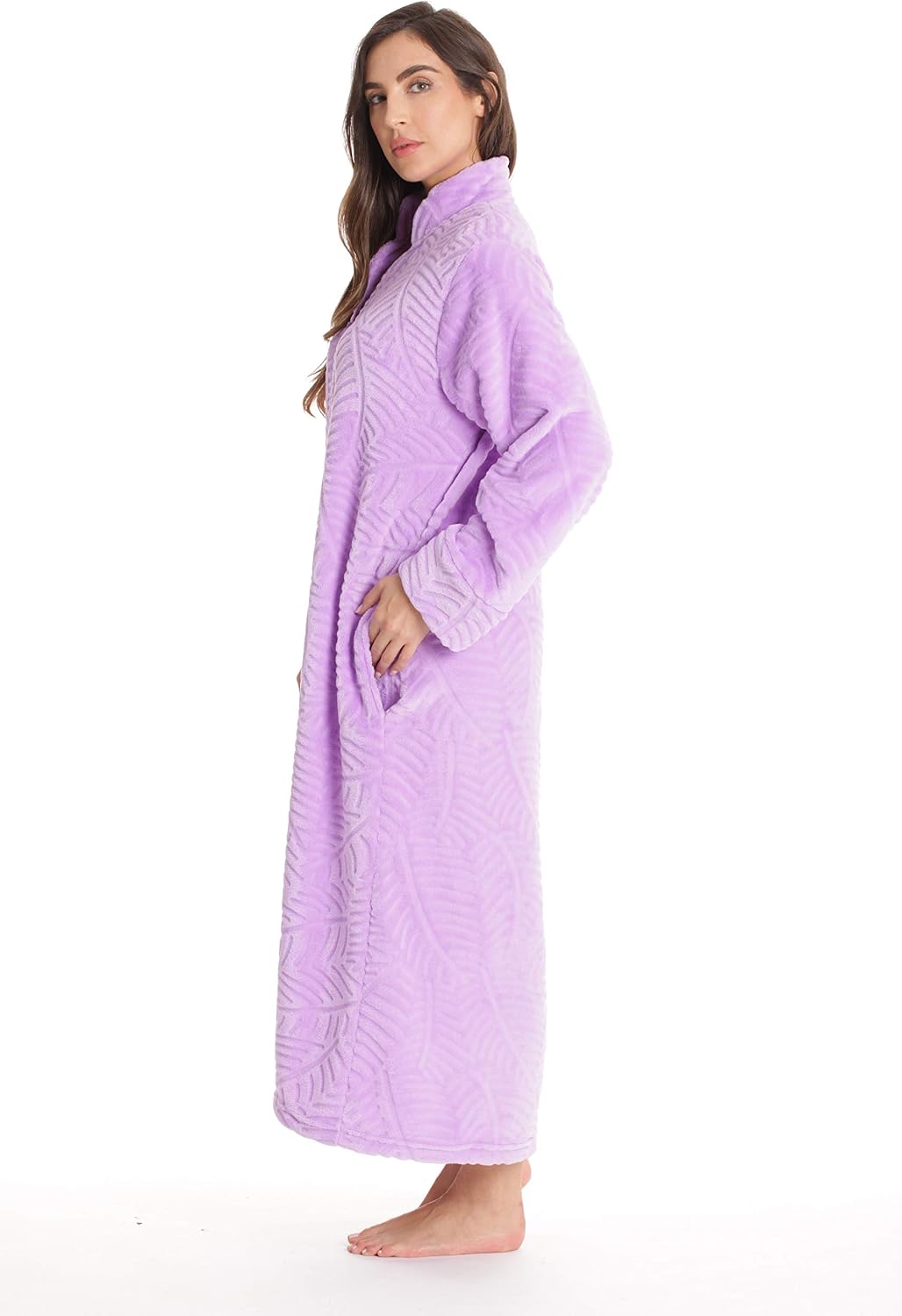 Just Love Plush Zipper Lounger Solid Robe