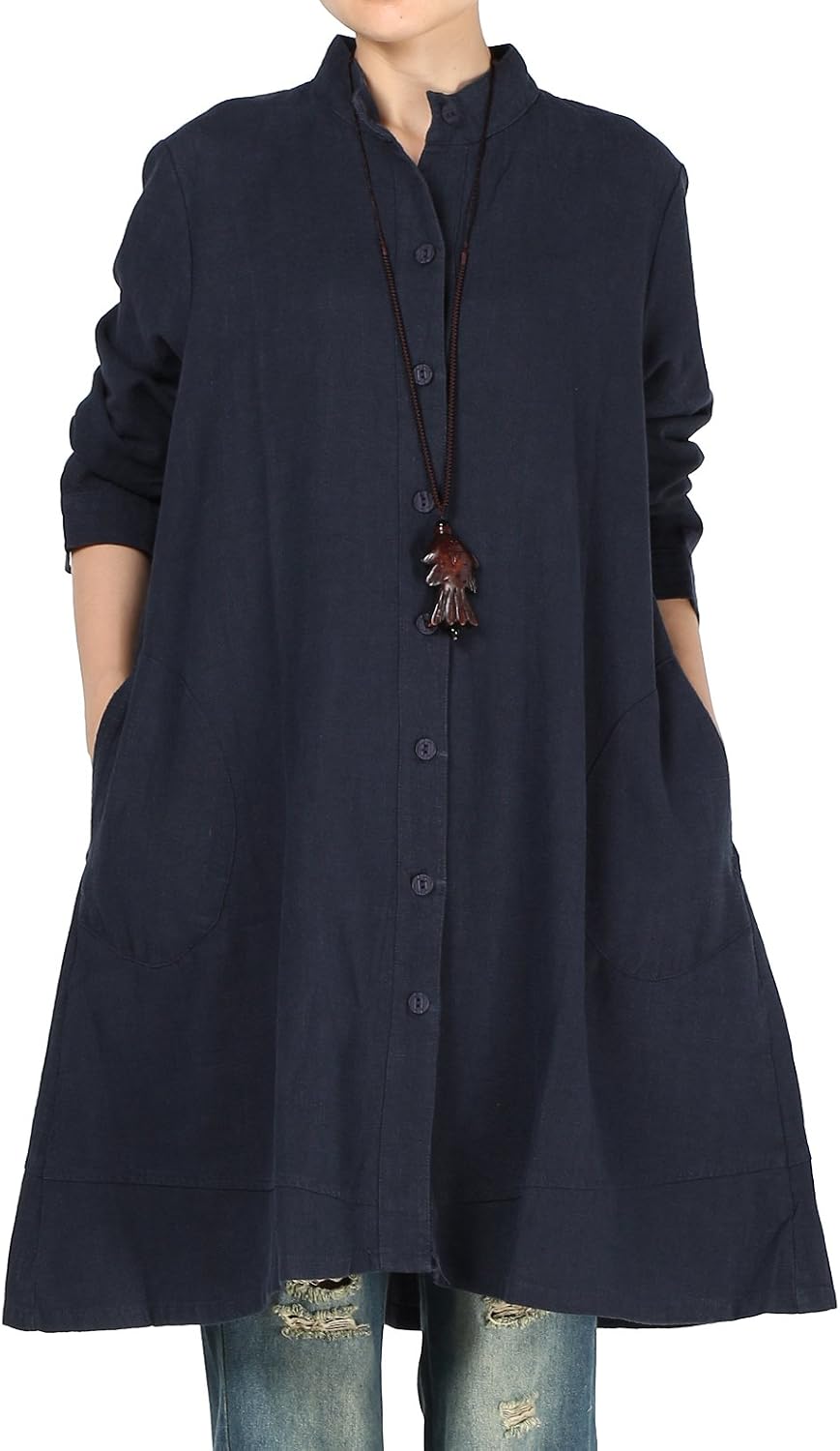 Minibee Women's Button Down Shirts Cotton Linen Blouses Jacket