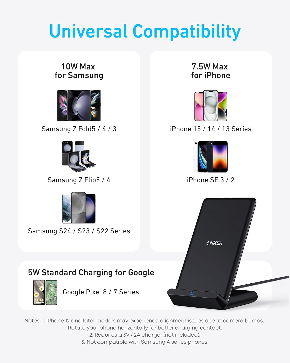 Anker 313 Qi-Certified 10W Max Wireless Charger Stand