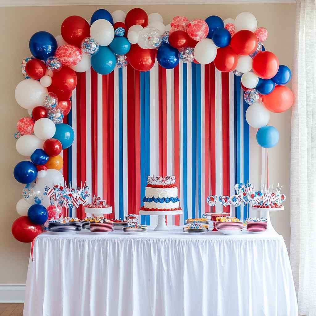 6 Red White Blue Streamers, 492ft Pack of Crepe Paper Party Decorations