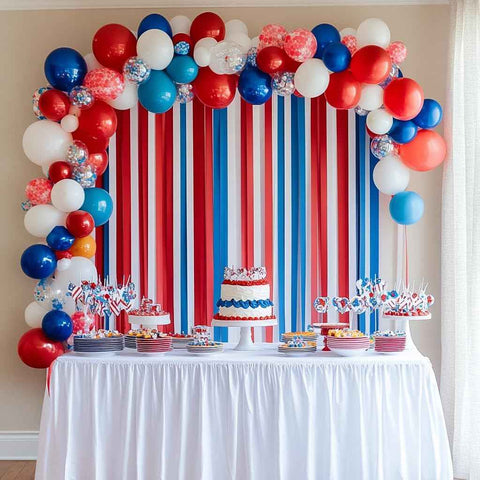 6 Red White Blue Streamers, 492ft Pack of Crepe Paper Party Decorations