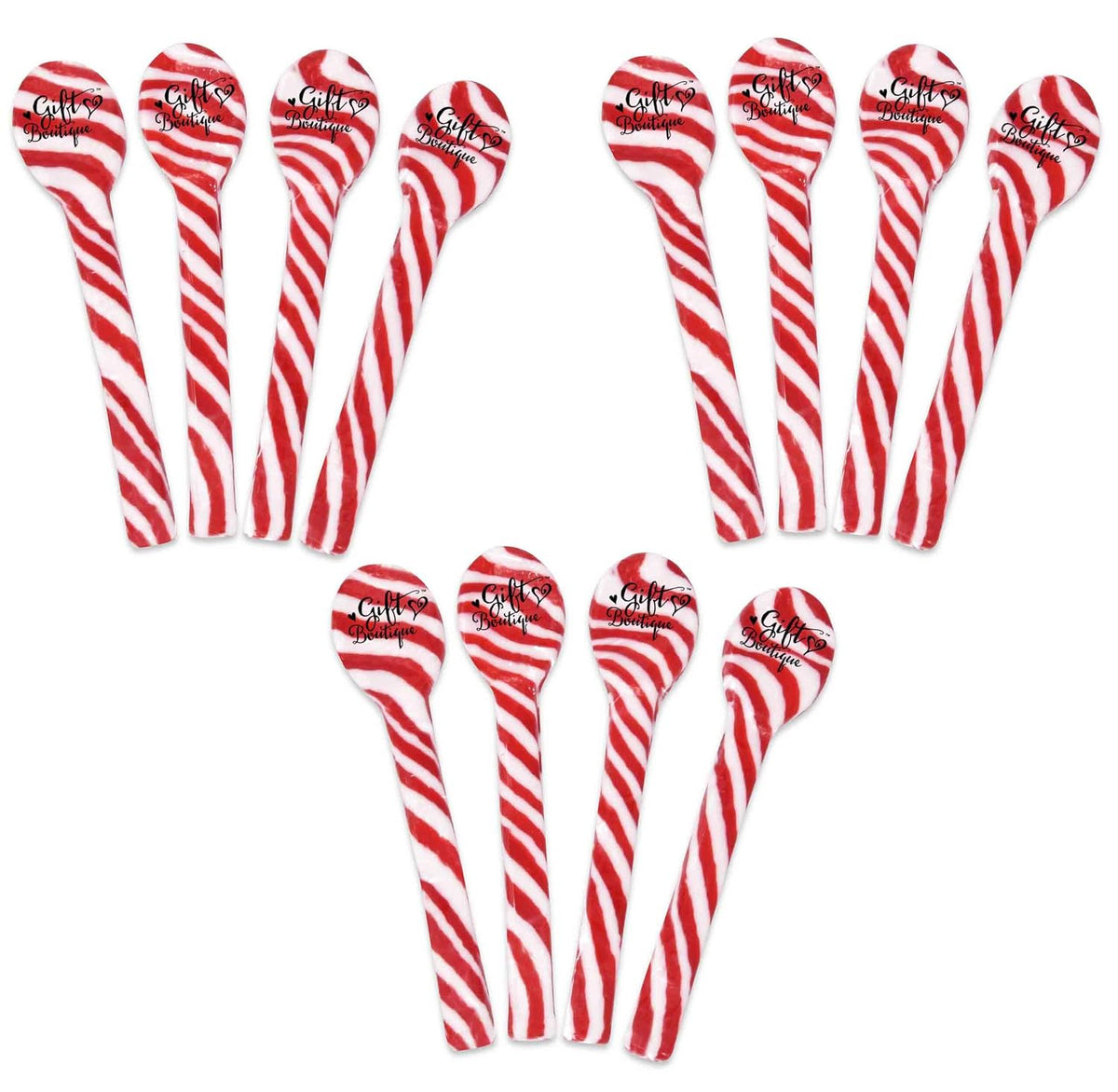12 Christmas Candy Cane Spoon Set Edible Peppermint Stirrer Mint Candy