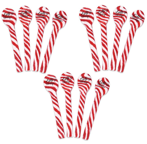 12 Christmas Candy Cane Spoon Set Edible Peppermint Stirrer Mint Candy